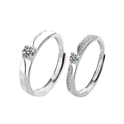 China High Quality Adjustable Engagement CLASSIC Diamond Rings 925 Sterling Silver Couple Rings Eternity for sale