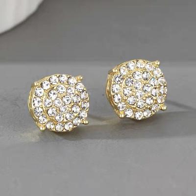 China Fashion Luxury Gold Statement Iced Out Bling Micro Pave Cubic Zircon Around Stud Earring Gifts for sale