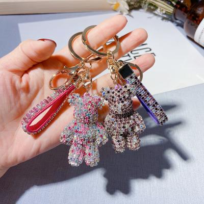 China Crystal Key Chain Hot Gift New Accessories Car Pendant Crystal Bear Keychain Crystal Bear for sale