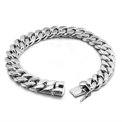 China Wholesale Hiphop Spot Fashion Jewelry Men Women 13.5mm 925 Miami Cuban Chain Bracelet 14k 18k 24k Punk High Quality Jewelry for sale