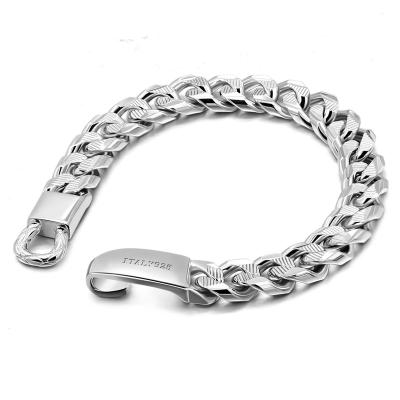 China High Quality Hiphop Stain Fashion Jewelry Men Women Jewelry 10mm Long Loop 925 Water Wave Chain Cuban Bracelet Miami Wholesale for sale