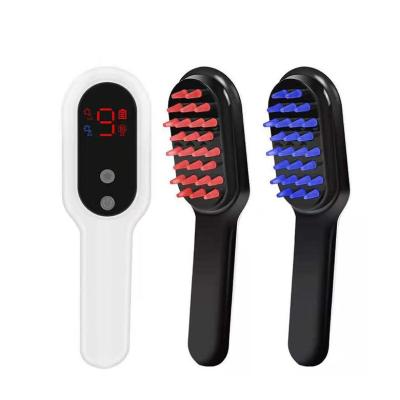 China Red and Blue New Technology Rechargeable Vibration Hair Therapy Massage and Hair Growth Hair Loss Light Electric Brush for sale