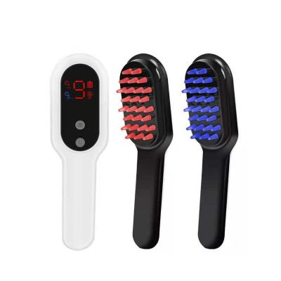 China 2021 Best Selling Vibration New Technology Red and Blue Massage Hair Cutting Electric Hair Growth Brush Rechargeable for sale