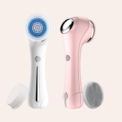 China Electric Mini Double Moisturizer Skin Care Massager Face Cleansing Brush 3 Head Facial Cleansing Brush for sale