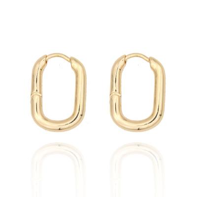 China TRENDY Oval Alloy Fashion Design Simple U Shaped Women's Circle Hoop Earrings Gold Plated Trendy Jewelry Alloy Metal Claw Setting for sale