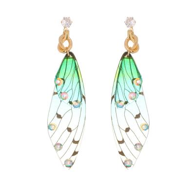 China FASHIONABLE Simple Temperament Resin Tassel Pearl Long Butterfly Earrings for sale