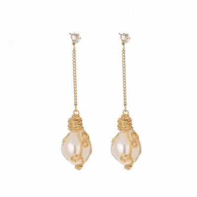 China Trendy Classic Retro Women Pearl Statement Personality Earrings Gold Trendy Gold Plated Jewelry, Gold Plated Copper Alloy for sale