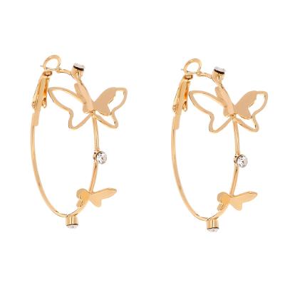 China Fashionable Earring Metal Butterfly Circle Antioxidant Hoop Earrings for sale