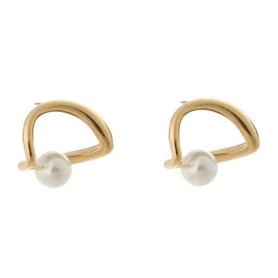 China FASHIONABLE women's acero heart circle statement channel pearl ridges stainless earrings for sale