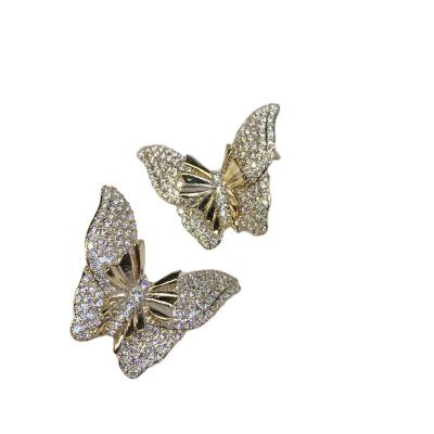 China Best Selling Wholesale Environmentally Friendly Jewelry Good Quality Zircon Butterfly Earrings Women Brass Stud Earrings for sale