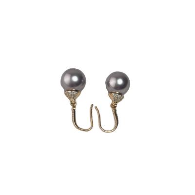 China Wholesale Environmental Friendly Simple White Elegant Brass Earrings Gray Pearl Drop Earrings Good Quality for sale