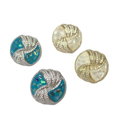 China Wholesale Bulk Luxury Conch Shell Circular Zircon Stud Earring For Women for sale