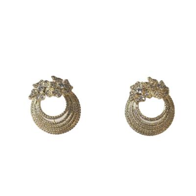 China Eco Friendly Luxury Fancy Elegant Bling Earings Black / Gold Plated Circle Earrings Women for sale