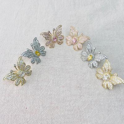 China Environmental Friendly Delicate And S925 Needle Cabinet Luxury Silver Butterfly Shaped Zircon For Earrings Women for sale