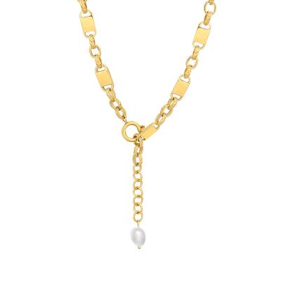 China Fashion Stainless Steel Environmental Friendly Gold Plated 18K Freshwater Pearl Short Necklace For Women for sale