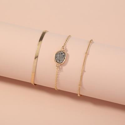 China FASHIONABLE Simple Multilayer Friendship Crystal Gray Stainless Steel Bracelet for sale