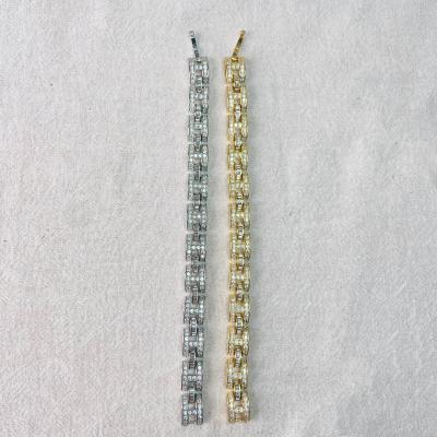 China Environmental Friendly Fashion Good Quality Cheap Zircon Gold Silver Bracelet Women Full Copper Jewelry for sale