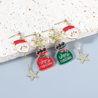 China New Arrival Environmentally Friendly Fashion Christmas Supplier Jewelry Acrylic Santa Claus Bow Earrings For Women Festival for sale