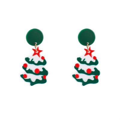 China Jewelry Accessories Fashion Low Price Alloy Resin Environmental Friendly Christmas Tree Earrings For Women Party for sale