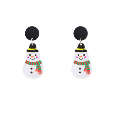 China Wholesale Cheap Environmentally Friendly Jewelry Accessories Fashion Alloy Resin Christmas Snowman Stud Earrings For Women for sale