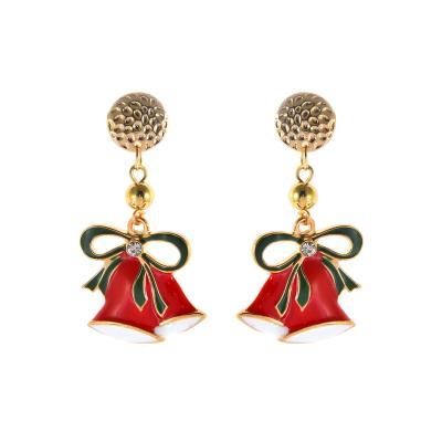 China 2021 New Christmas Red Oil Environmentally Friendly Women's Christmas Bell Drip Dangle Earrings for sale