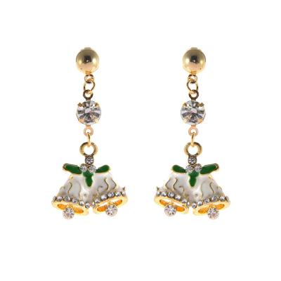 China Environmentally Friendly Shape Zircon Bell Silver Christmas Gift Lady Christmas Fashion Dangle Earrings for sale