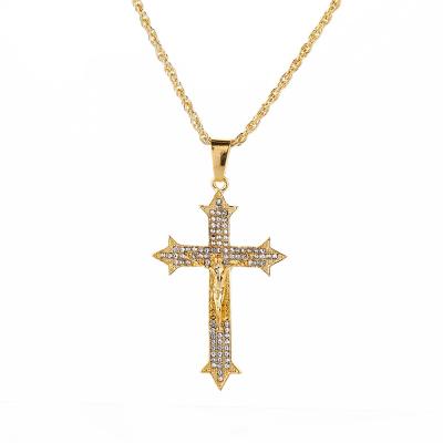 China Environmental friendly folk cross Christian Jesus hiphop Diamond Pendant Necklace for men for sale