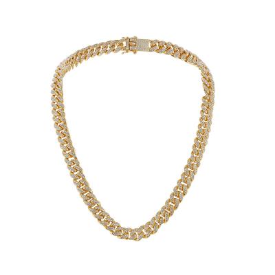 China Environmentally Friendly Style Hip Atmosphere Fashion Full Diamond Hop CUBAN Zircon Chain Men's Necklace for sale