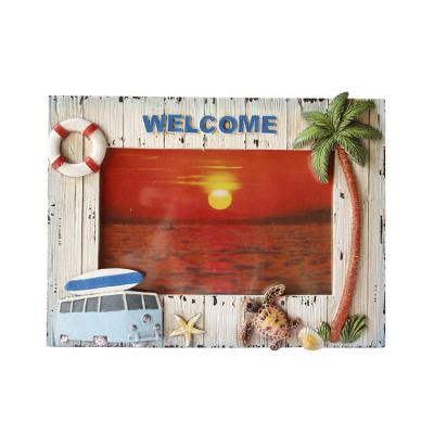 China Beach Scene With Diamond Travel Wholesale Resin Picture Frame With Custom Palm Tree View for sale