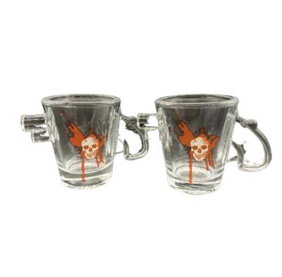 China Europe fashion wholesale cheap gun form 60ml shot glass crafts with logo for sale