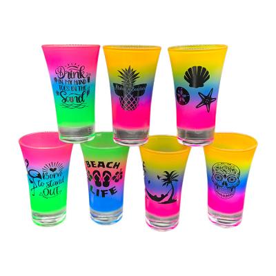 China Viable Electroplate Multiple Colored Patterns Souvenir Custom Logo Shot Glass for sale