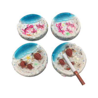 China Eco - Friendly Decoration Gift Luxury Rose Beach Round Resin Ashtray , Ashtray Custom for sale