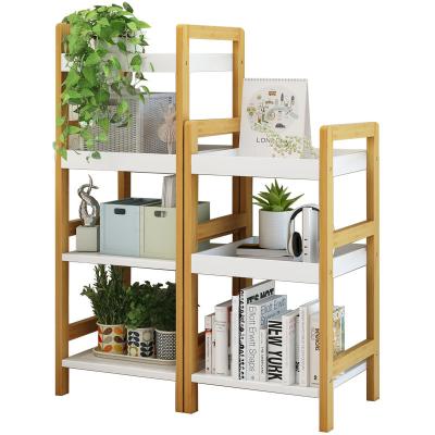 China Viable Living Room Bamboo Ladder Shelf Organizer for sale