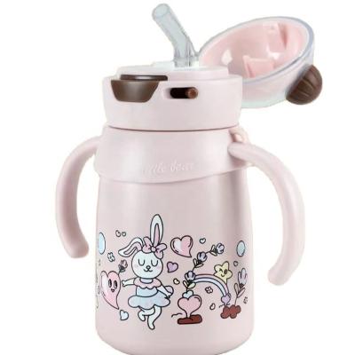 China Washable Wholesale 316L Stainless Steel Baby Learning Drinking Water Straw Cup Children's Vacuum Cup Thermos Insulation Customized for sale