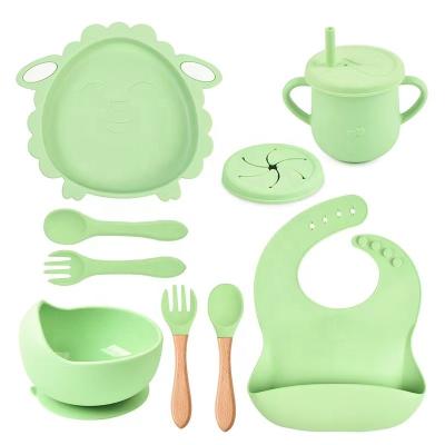 China BPA Free Wholesale Baby Feeding Set Soft Spoon Eco Friendly Food Grade Silicone Baby Feeding Bowl Tableware Set For Children for sale