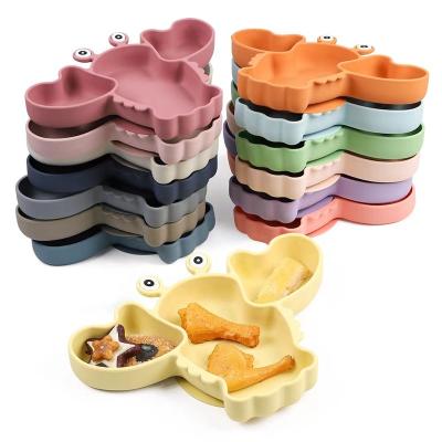 China BPA Free New Arrivals Bpa Free Eco-Friendly Silicone Baby Feeding Set Hot Sales Divider Suction Feeding Plate Bowl For Kids for sale