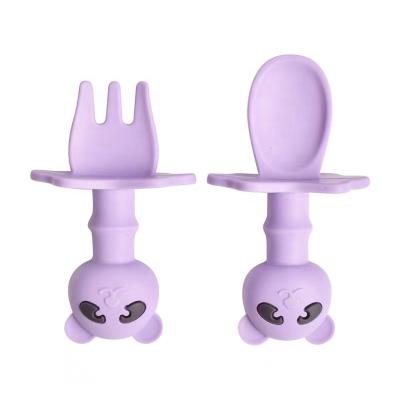 China BPA Free New Arrivals Bpa Free Eco-Friendly Silicone Baby Feeding Set Soft Fork Spoon Hot Sales Baby silicone Bowl For Kids for sale