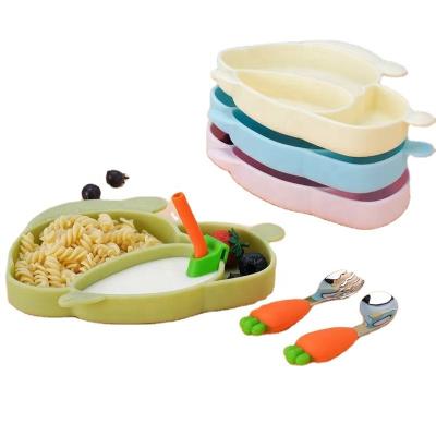 China BPA Free New Arrivals Bpa Free Eco-Friendly Silicone Baby Feeding Set Hot Sales Baby Bowl Suction Divided Plate For Kids for sale