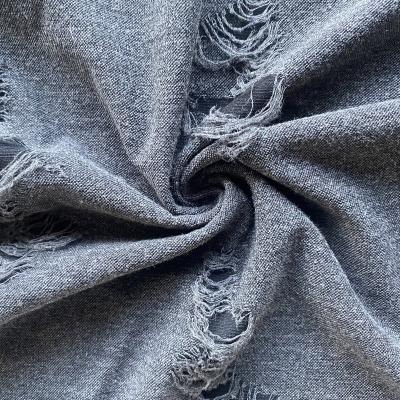 China Wholesale Solid Fabric Shrink-Resistant Distressed Knit Fabric Scarf Distressed Material for sale