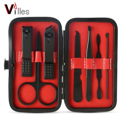 China 7PCS Carbon Material Manicure Set High End Beauty Manicuring Nail Cleaning Tools Nail Care Kit for sale