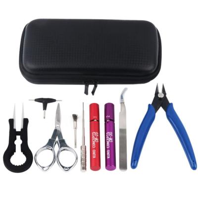 China Electronic Cigarette 9 in 1 Vape Tool Kit Bag Ceramic Tweezers Pliers Wire Coil Jig Winding DIY For Electronic Cigarette RBA RDA Atomizer Accessories for sale