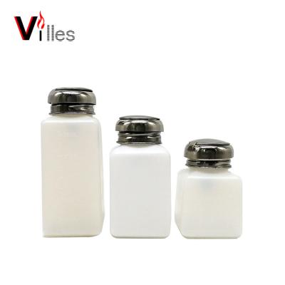 China Square Nail Polish Solvent Chemical Alcohol Press Bottle Plastic Pumping Bottles (100ML/200ML/250ML) for sale