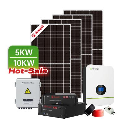 China Home Solar System Hybrid 10 KW Off Grid Solar System 10KW 8KW 5KW Solar Panel System With Lithium Ion Battery For Home Use for sale