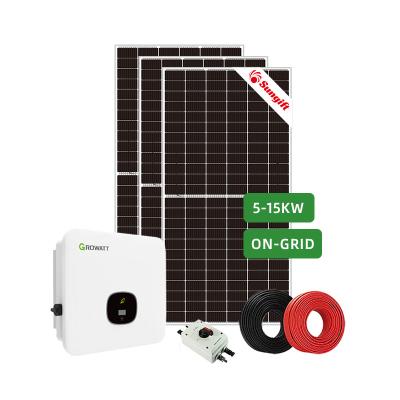 China Home Grid Tie Home Solar Power System 5kw 6kw 8kw 10kw 12kw 15kw 20kw On Grid Solar Power System for sale