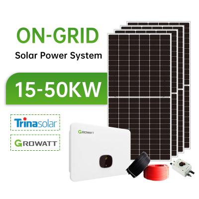 China Home On Grid Solar Systems 20KW 10KW Rooftop System For Home 15KW 20KW 30KW 50KW Solar Power System For Commercial for sale