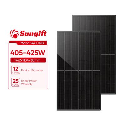 China EVA 210*182mm Solar Panels Cells Sungift Solar Modules Half Cut Full Black Solar Panels 405W 410W 415W 420W 425W Solar Panel for sale