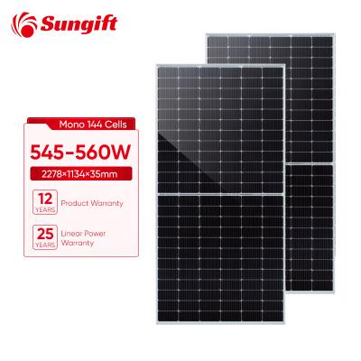 China Sungift High Efficiency 182mm Solar Panels 1000W Cells 540W 545W 550W 555W 560W Solar Panel Price 182mmx182mm for sale