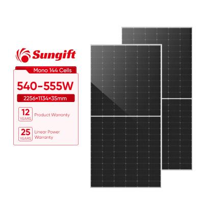 China Sungift 540W 545W 550W 555W Fotovoltaic Mono Solar Panel PERC 182mm Solar Cells Dual Bifacial Glass Solar Panel 182mmx182mm for sale