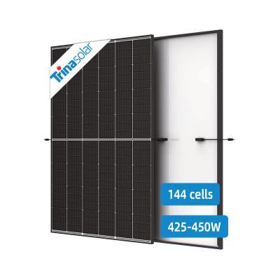 China Trina Solar Mono Solar Panel Double-Glass Black Frame Photovoltaic Panel 210mmx182mm 425W 430W 435W 440W 445W 450W Pannelli Fotovoltaici for sale