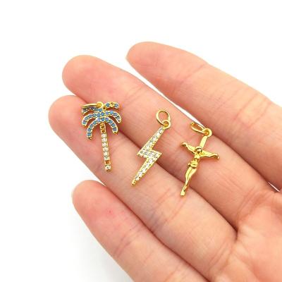 China CLASSIC DIY Palm Tree Lightning Shape Jewelry 18k Gold Plated Charms Cross Dancing Girl Women Women Pendant Custom Men To Make Beautiful Gift for sale